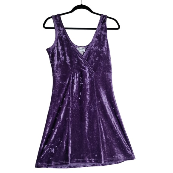 Joules Dresses & Skirts - Vintage Joule Mini Dress Women's Medium 90's Y2K Purple Velvet Sleeveless